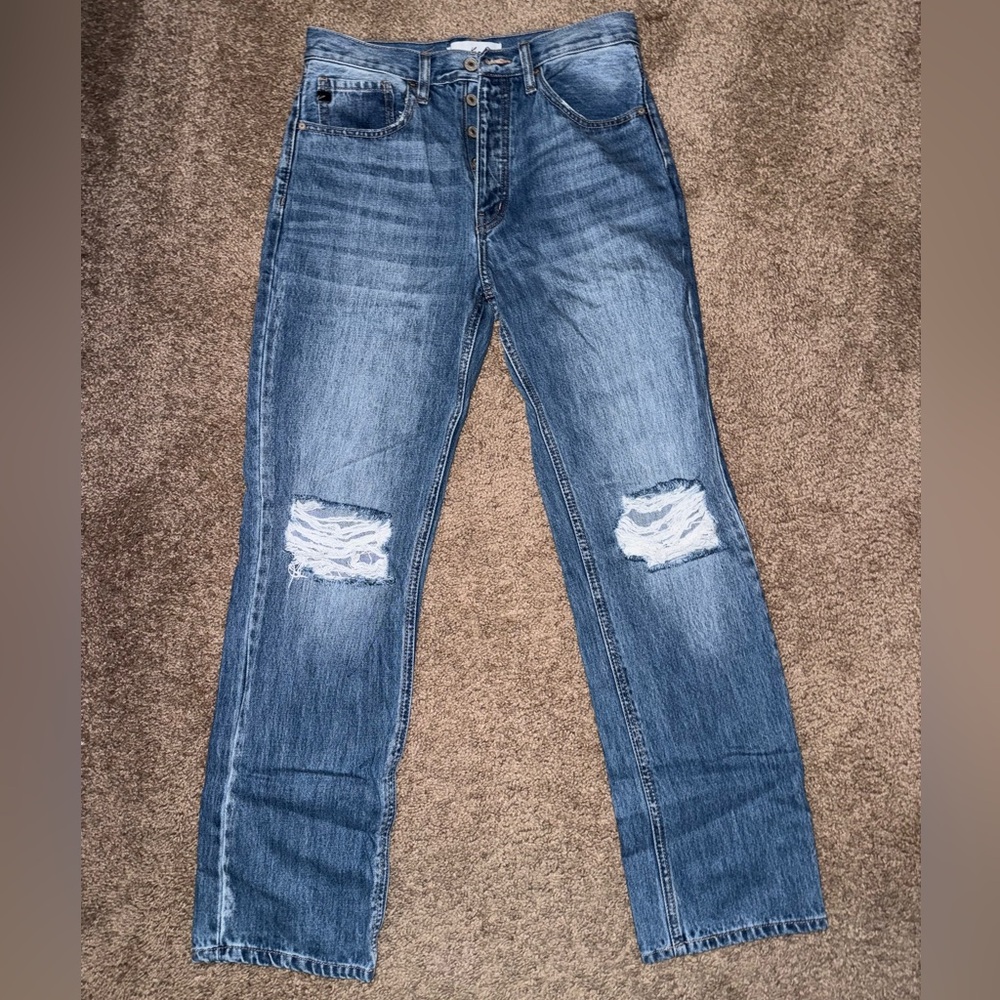 KanCan Blue Distressed Straight Leg Jeans